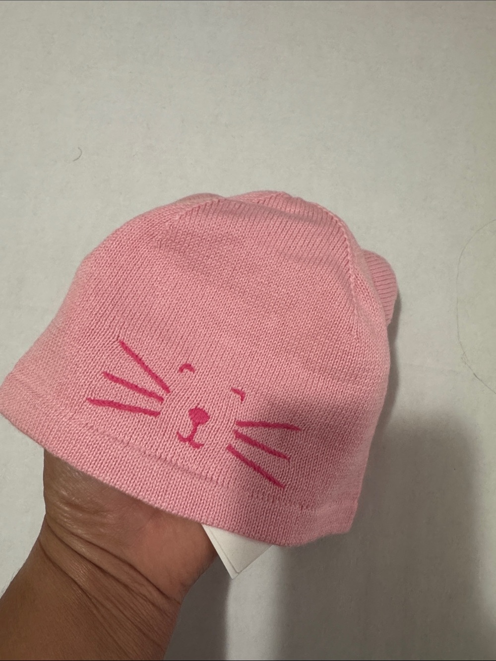 Janie and Jack Pink Kitty Knit Beanie